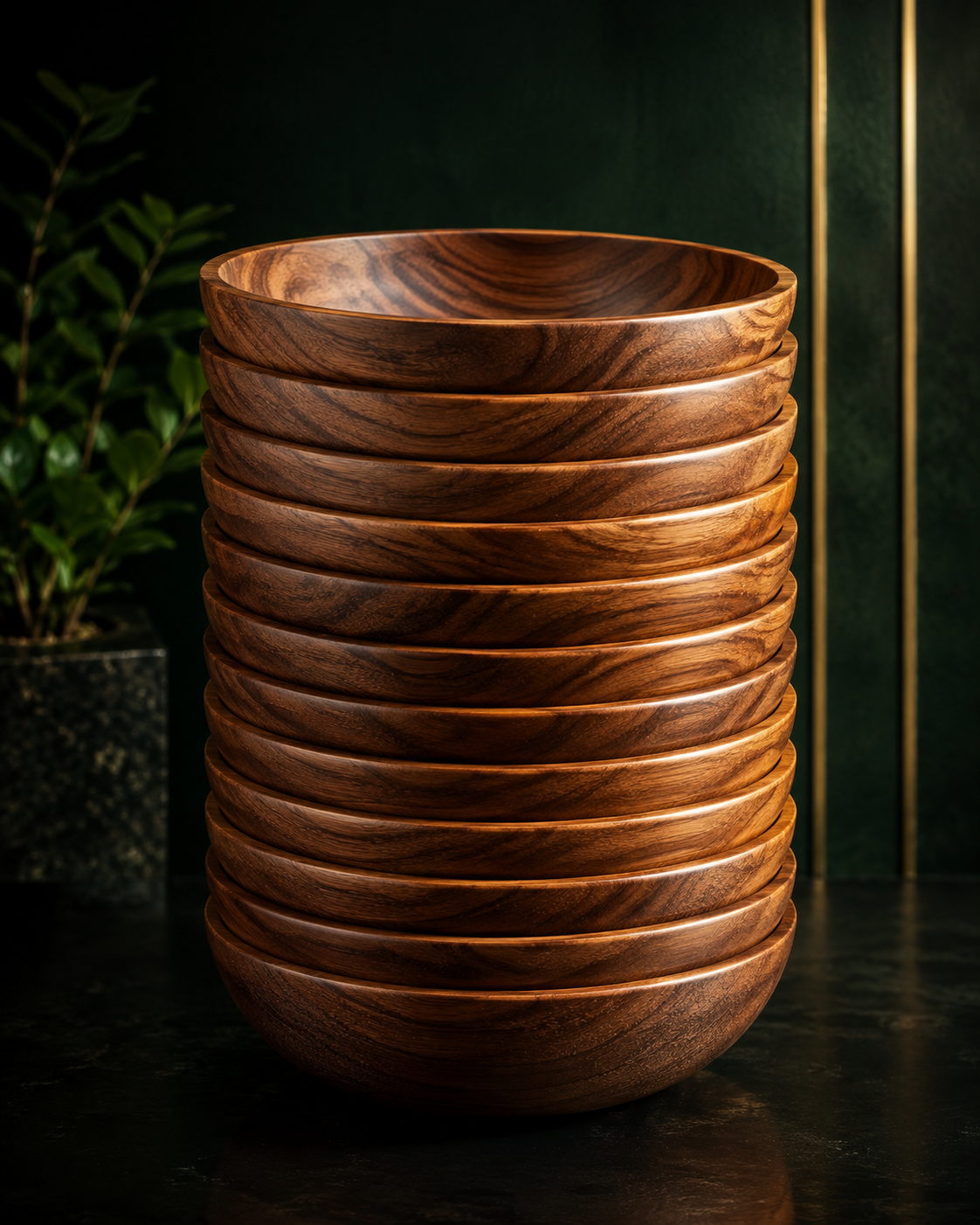 Wholesale stack of premium wooden bowls