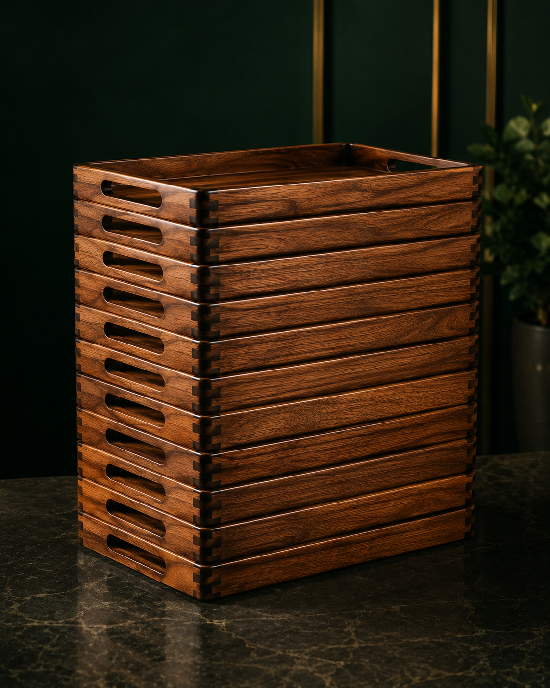Wholesale stack of premium wooden serving trays