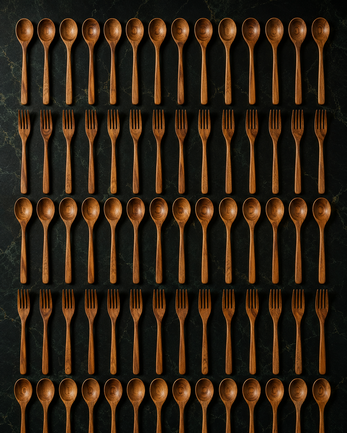 Wholesale stack of premium wooden spoons and forks